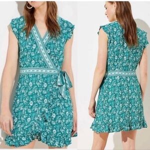 Ann Taylor LOFT Teal Floral Romper
